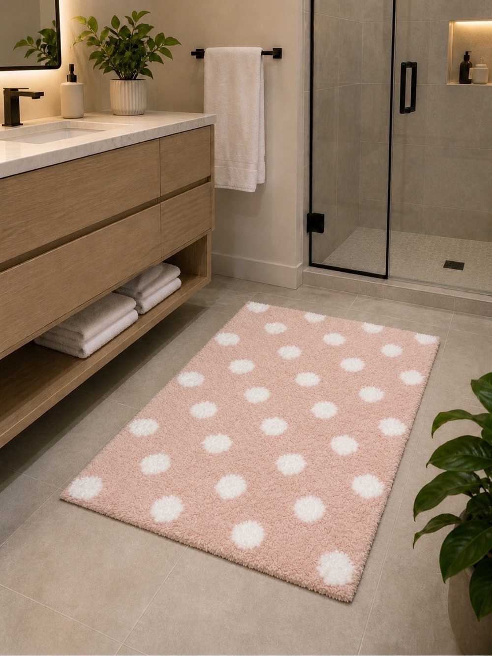 Kate Spade New York Pink & White Polka Dot Bath Rug